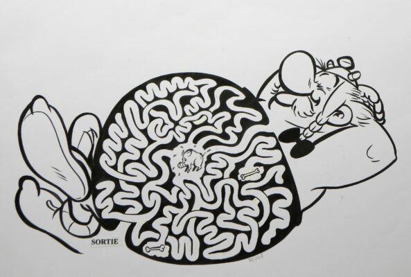 " L'Art du 9e Art " - OBELIX Labyrinthe - Illustration Originale - Emmanuel Reuzé