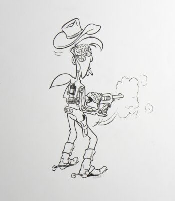 " L'Art du 9e Art " - Lucky Luke - Illustration Originale - Emmanuel Reuzé