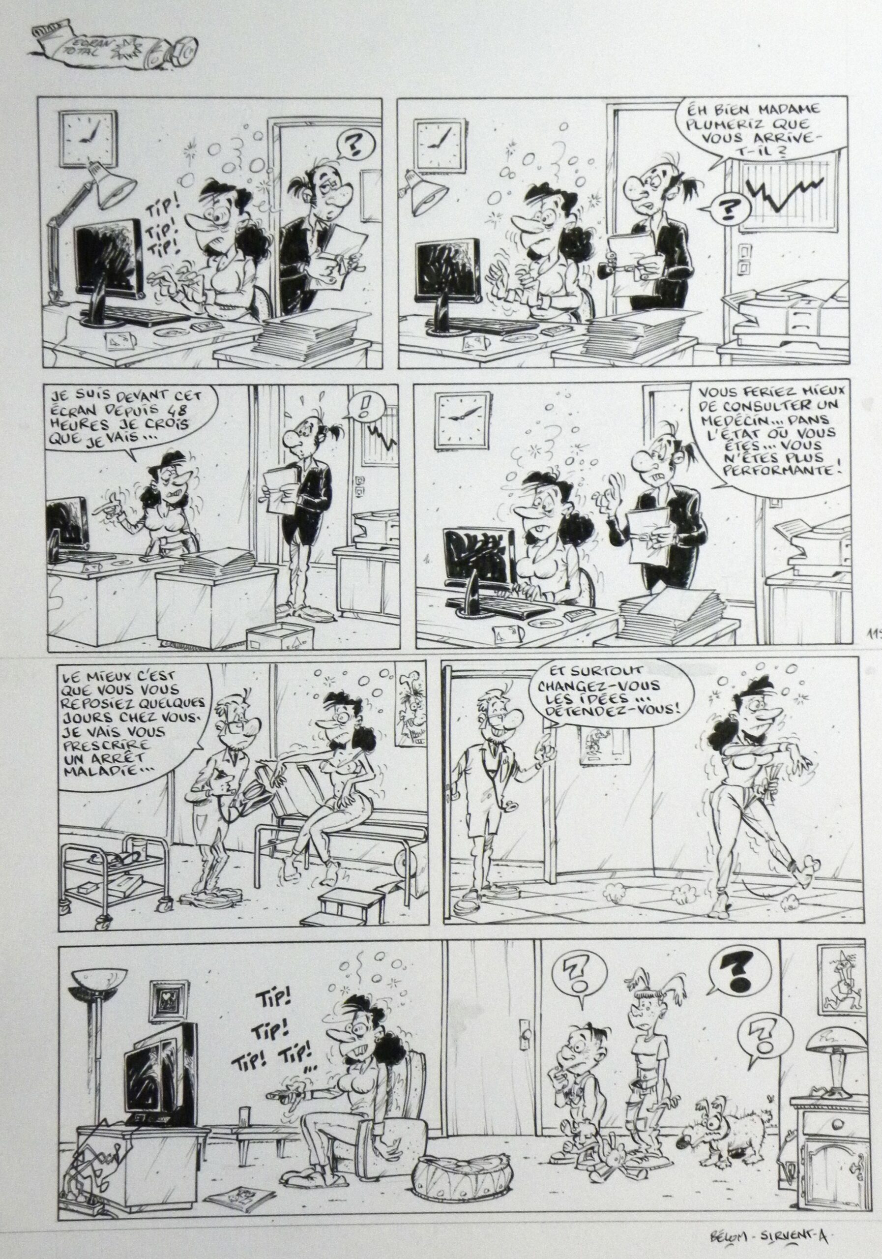 Les Toubibs Ecrans Planche Originale Alain Sirvent Galerie Zic Bul